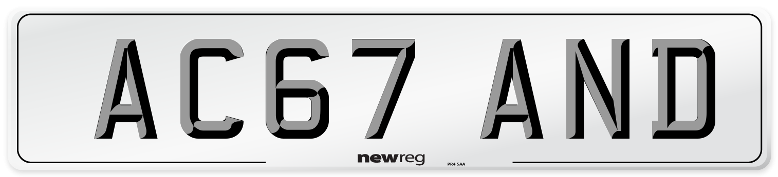 AC67 AND Number Plate from New Reg